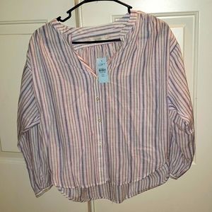 LOFT nwt bubble sleeve linen blouse